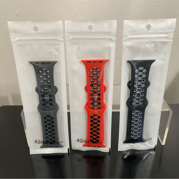 Replacement Watch Bands for Apple Watch Bundle Red Gray Black 42/44 - Picture 3 of 4